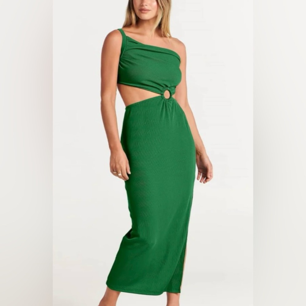 NWT Anrabess One Shoulder Sleeveless Ribbed Cutout Maxi Dress in Women's Medium